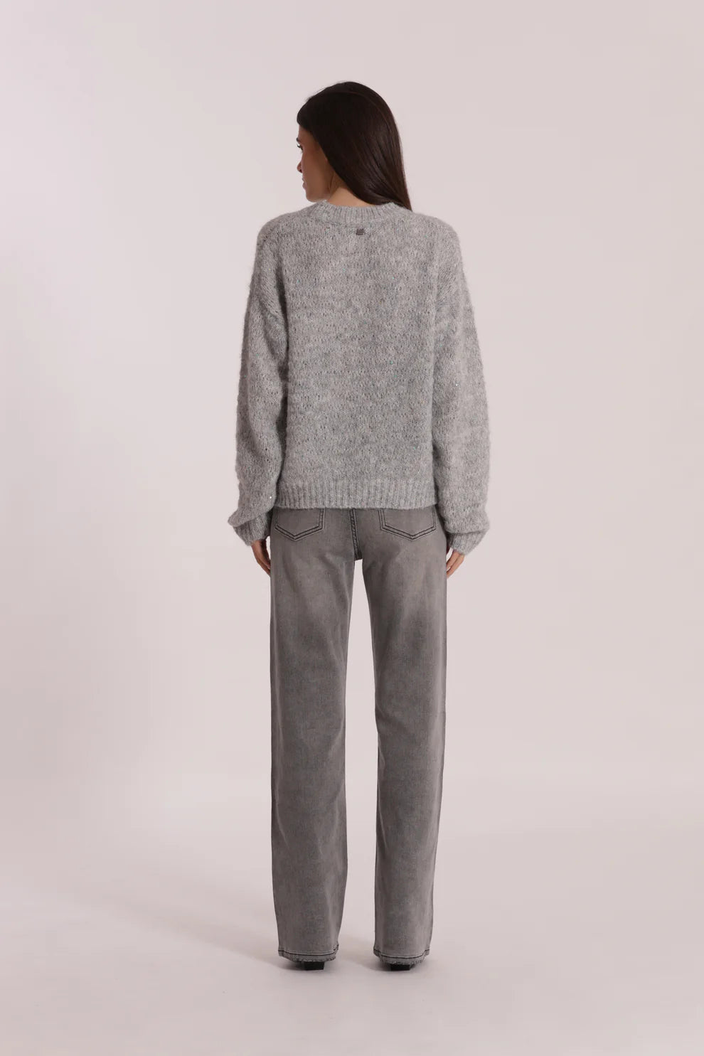 JEANS WIDE LEG CON STRASS TRASPARENTI