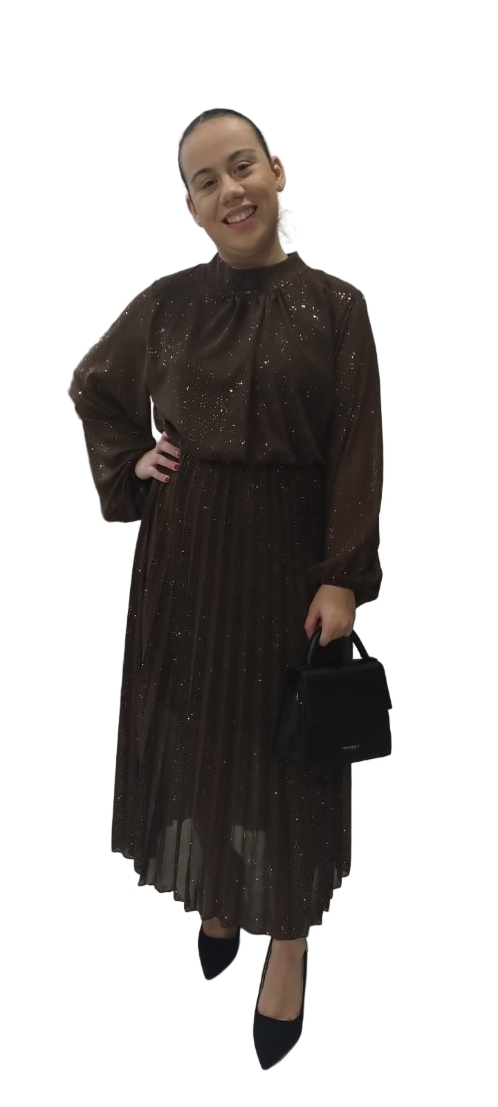 ABITO MARRONE GLITTERATO