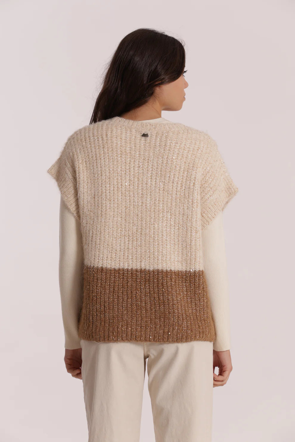 MAGLIA OVER MANICHE CORTE BICOLOR