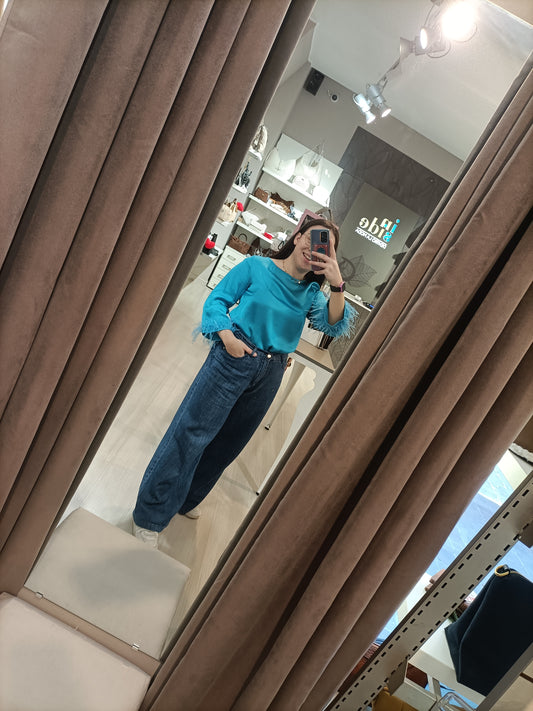 JEANS BLU A ZAMPA